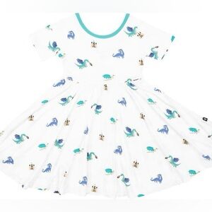BNWT Kyte toddler Kids' Castle Dragon Print Twirl Dress